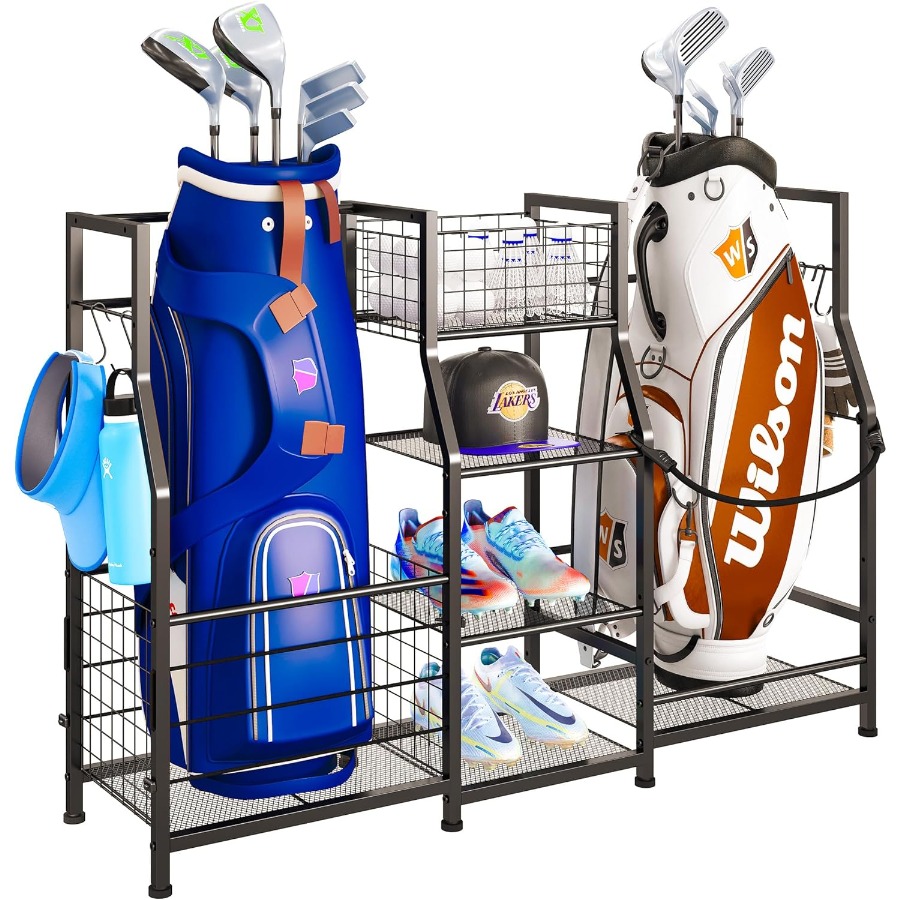 Sports Equipment Garage Storage - Golf Bag Stand Garage Storage Organizer