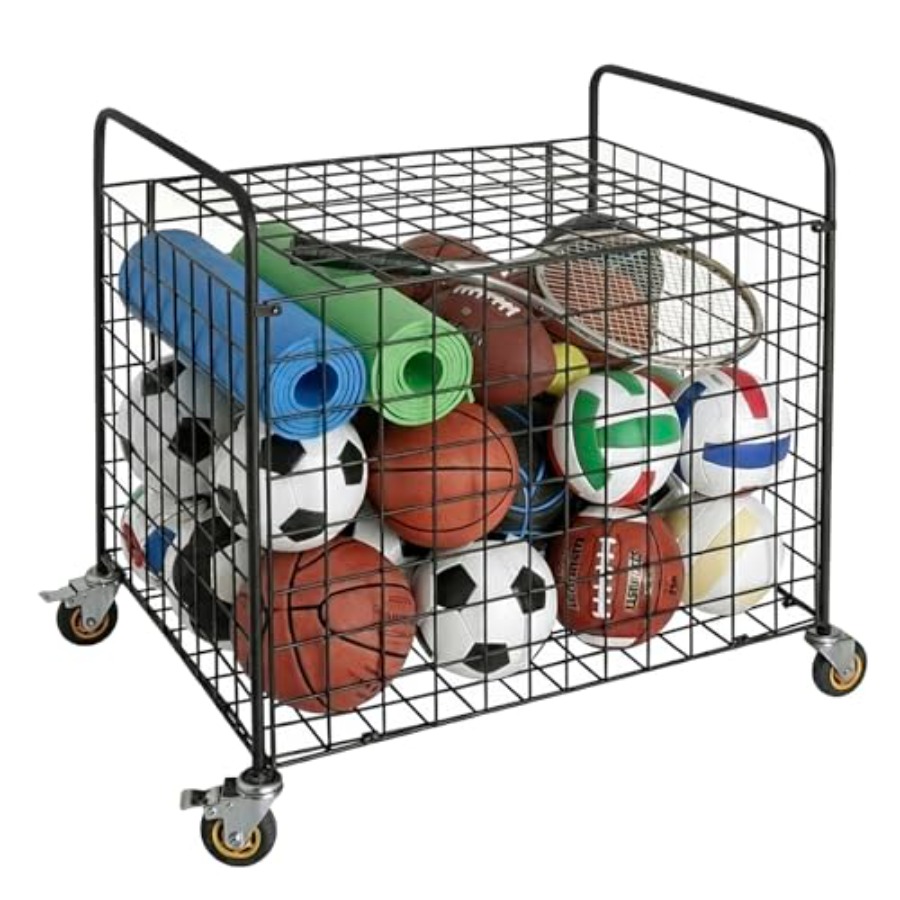 Sports Equipment Cart - MyGift Professional Gym Metal Multi Sports